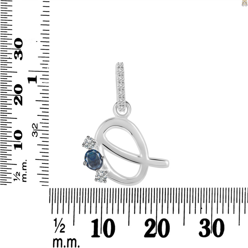 Labradorite & White Topaz Alphabet Q Pendant LBD-RDA-95.
