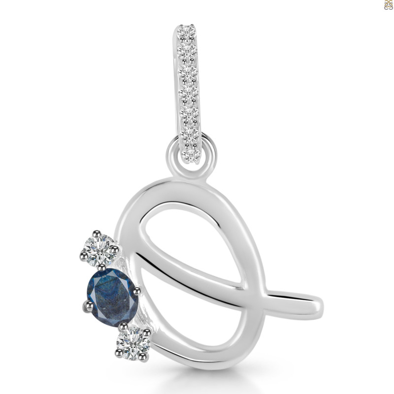 Labradorite & White Topaz Alphabet Q Pendant LBD-RDA-95.