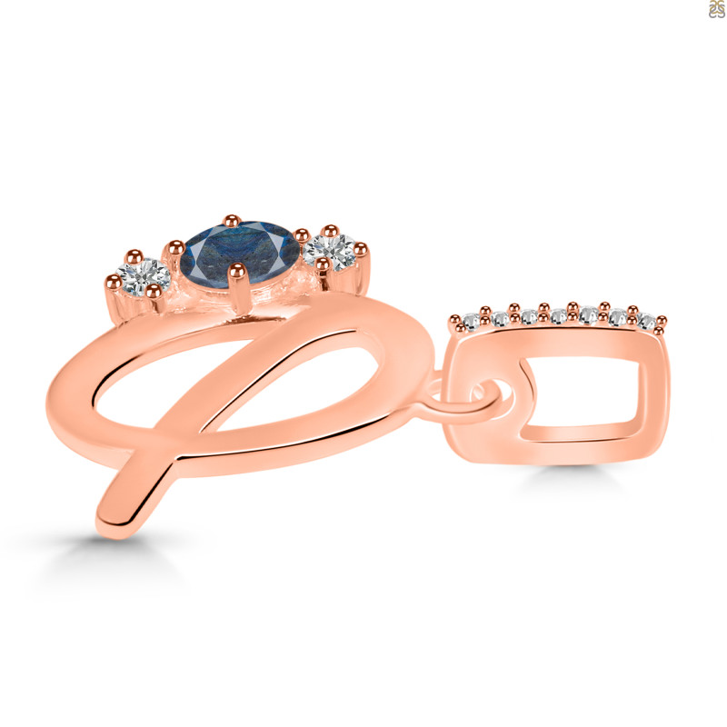 Labradorite & White Topaz Alphabet Q Pendant LBD-RDA-95.