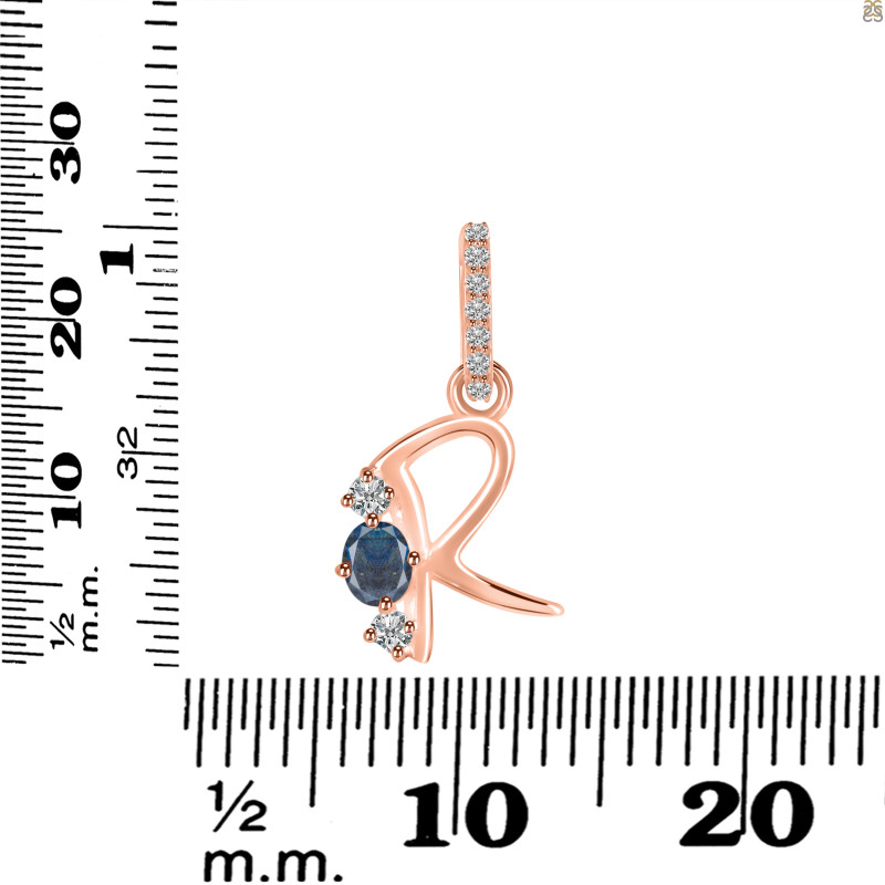 Labradorite & White Topaz Alphabet R Pendant LBD-RDA-96.
