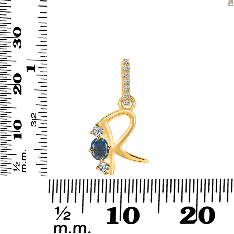 Labradorite & White Topaz Alphabet R Pendant LBD-RDA-96.