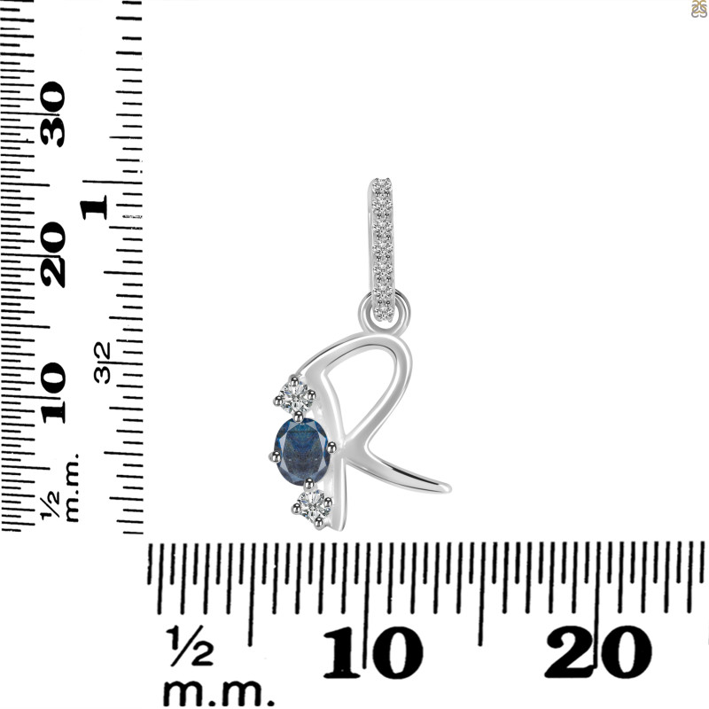 Labradorite & White Topaz Alphabet R Pendant LBD-RDA-96.