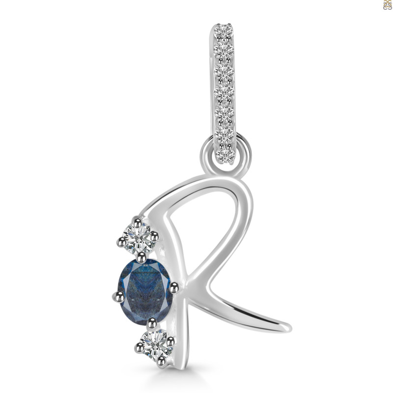 Labradorite & White Topaz Alphabet R Pendant LBD-RDA-96.