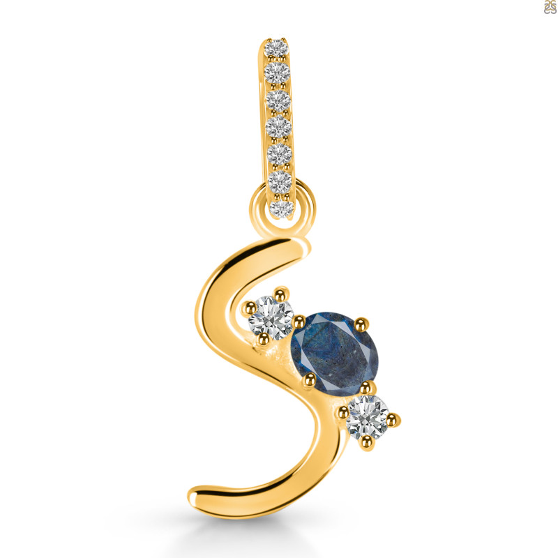 Labradorite & White Topaz Alphabet S Pendant LBD-RDA-97.