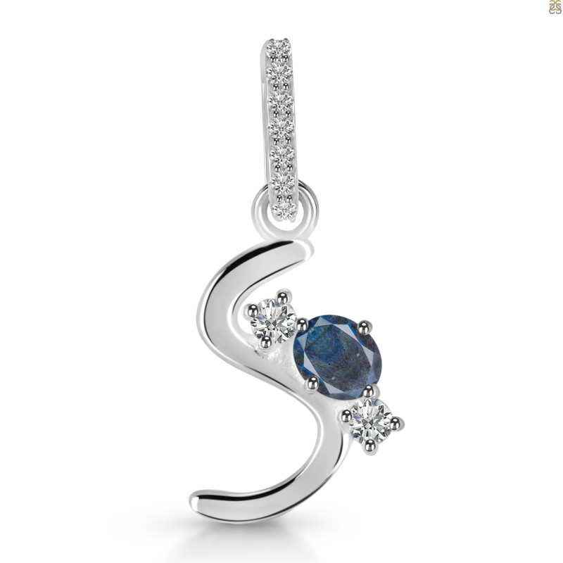 Labradorite & White Topaz Alphabet S Pendant LBD-RDA-97.