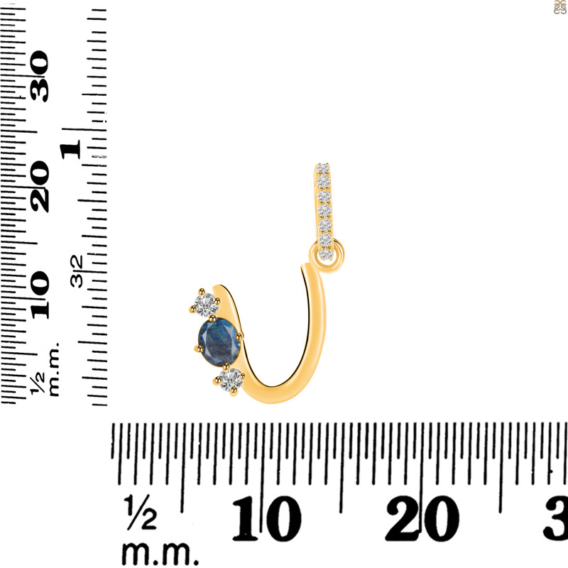 Labradorite & White Topaz Alphabet U Pendant LBD-RDA-99.
