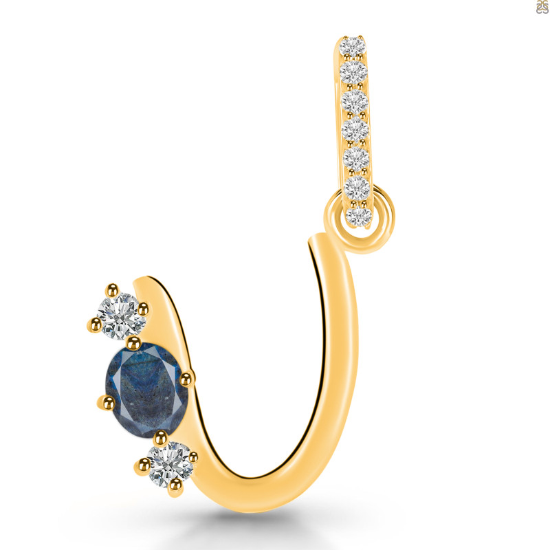 Labradorite & White Topaz Alphabet U Pendant LBD-RDA-99.