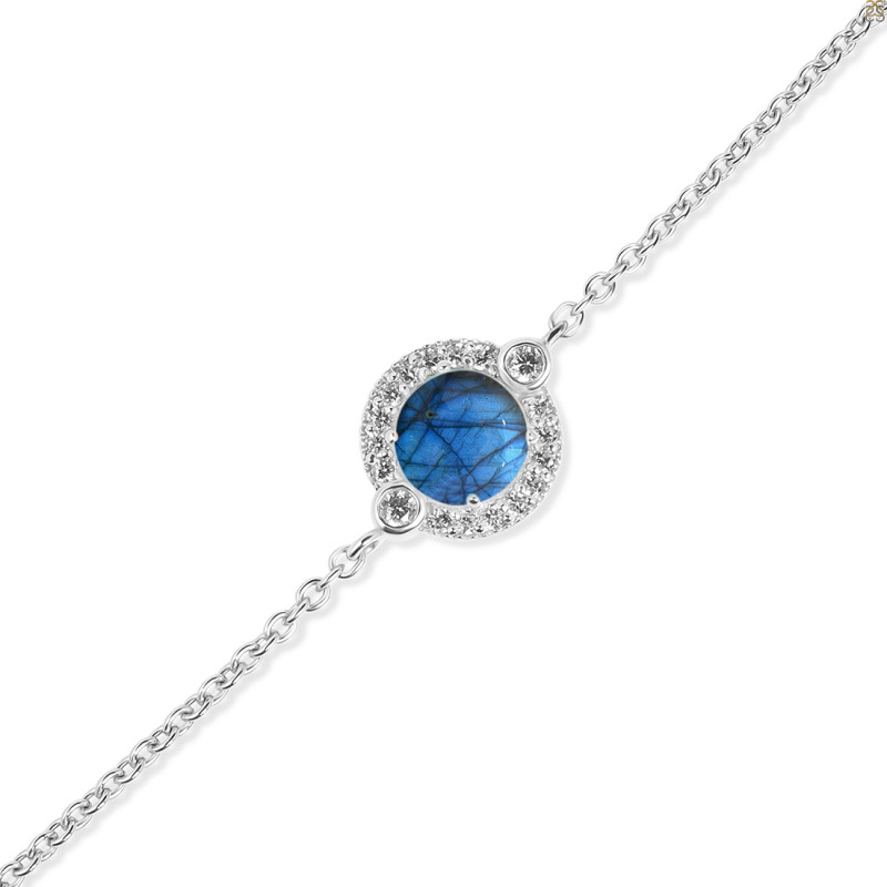 Labradorite & White Topaz Bracelet With Adjustable Camera Lock