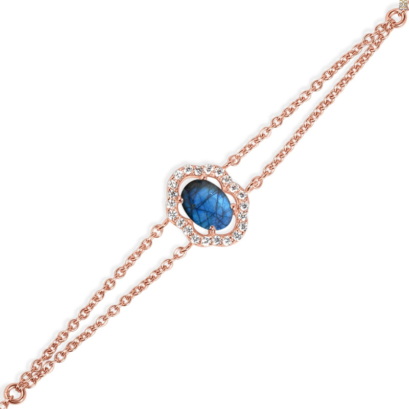 Labradorite & White Topaz Bracelet With Adjustable Camera Lock LBD-RDB-68.