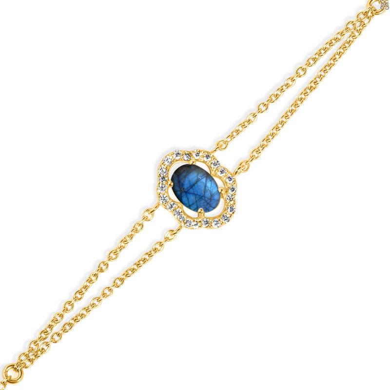 Labradorite & White Topaz Bracelet With Adjustable Camera Lock LBD-RDB-68.