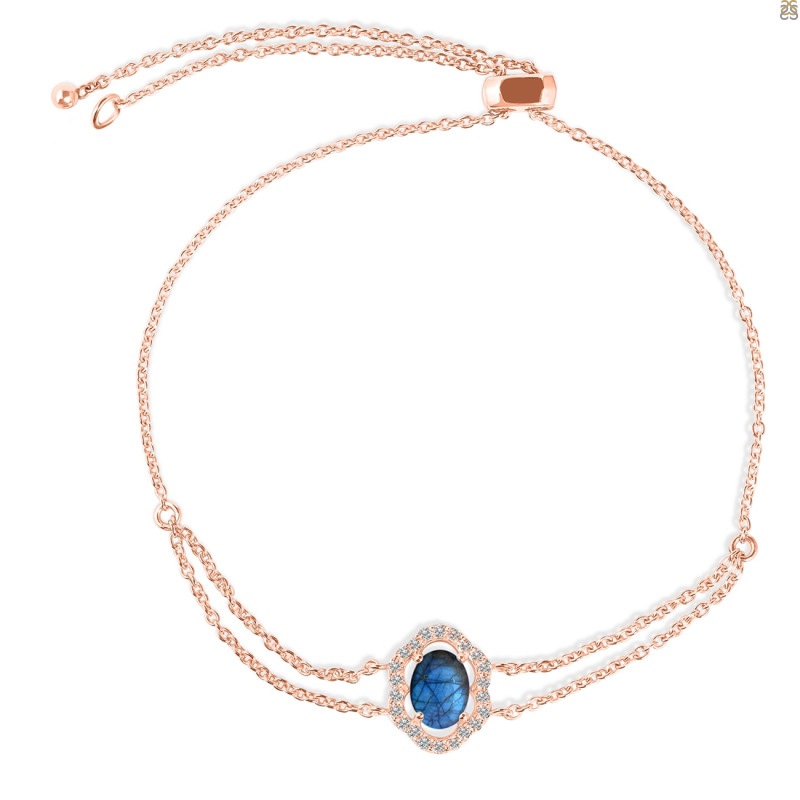 Labradorite & White Topaz Bracelet With Adjustable Camera Lock LBD-RDB-68.
