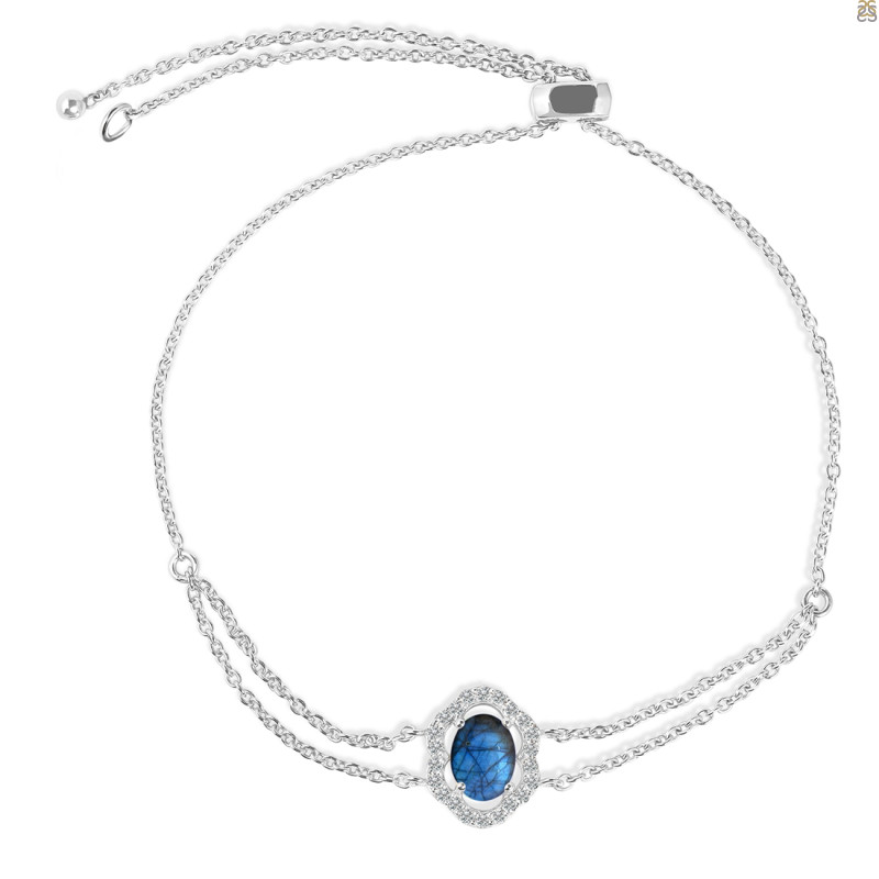 Labradorite & White Topaz Bracelet With Adjustable Camera Lock LBD-RDB-68.