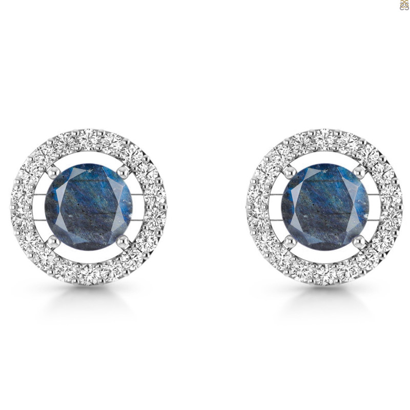 Labradorite & White Topaz Stud Earring LBD-RDE-1003.