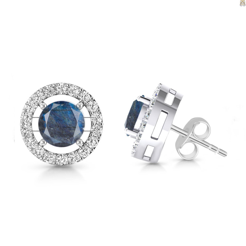 Labradorite & White Topaz Stud Earring
