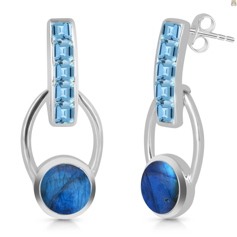 Labradorite & Blue Topaz Earring