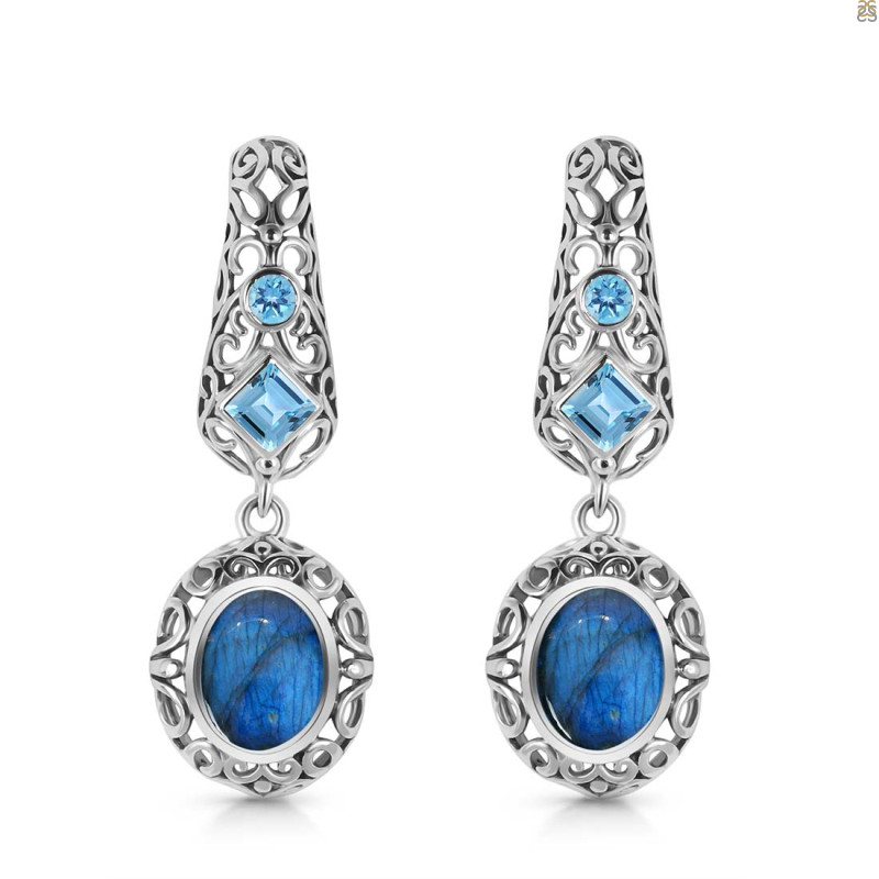 Labradorite & Blue Topaz Earring LBD-RDE-109.