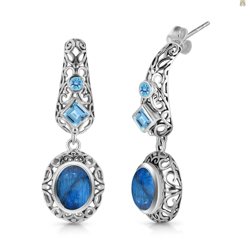 Labradorite & Blue Topaz Earring