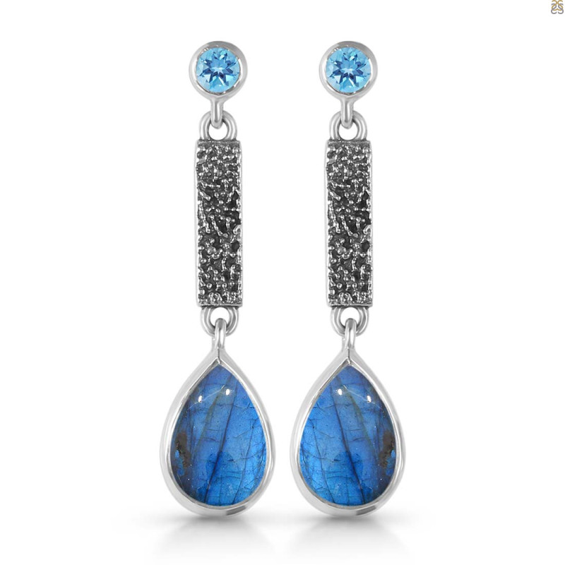 Labradorite & Blue Topaz Earring