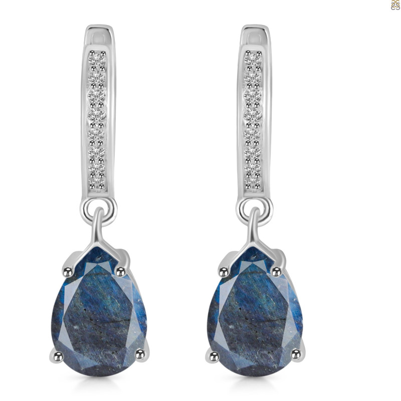 Labradorite & White Topaz Hoop Earring LBD-RDE-1223.