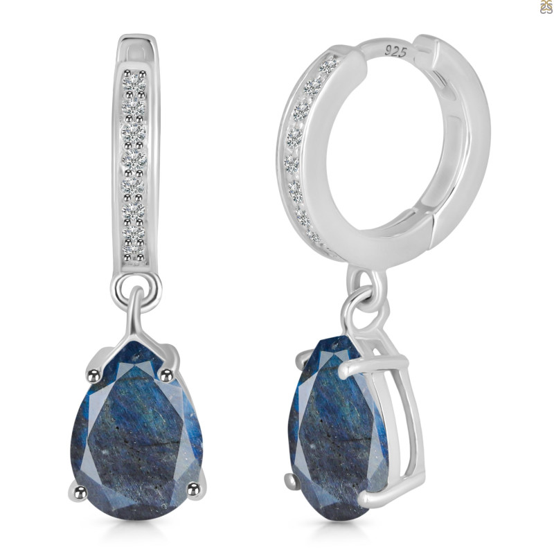 Labradorite & White Topaz Hoop Earring