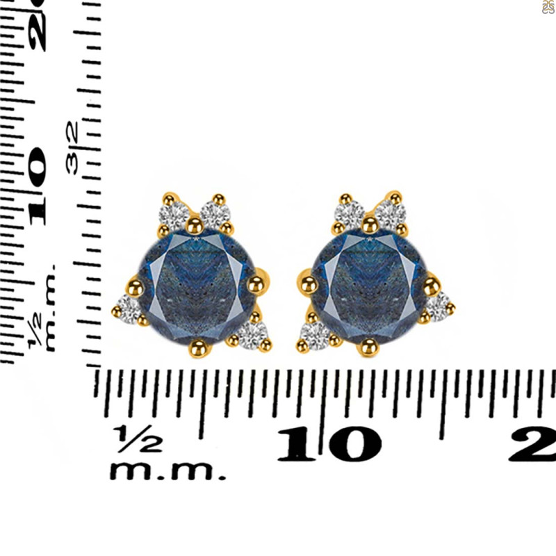 Labradorite & White Topaz Stud Earring LBD-RDE-1260.
