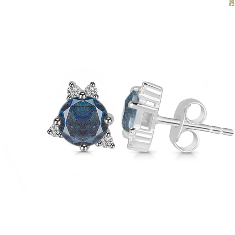 Labradorite & White Topaz Stud Earring