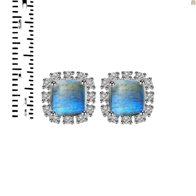 Labradorite & White Topaz Stud Earring LBD-RDE-1263.