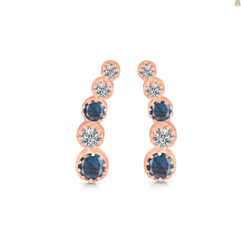 Labradorite & White Topaz Stud Earring LBD-RDE-1472.