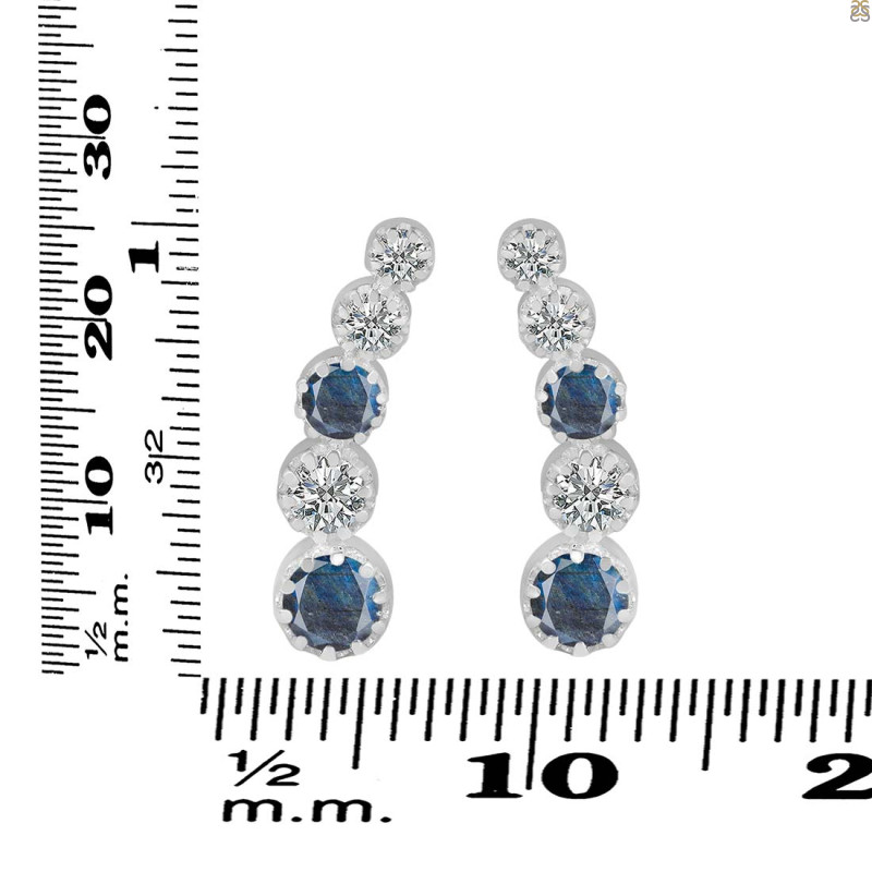 Labradorite & White Topaz Stud Earring LBD-RDE-1472.