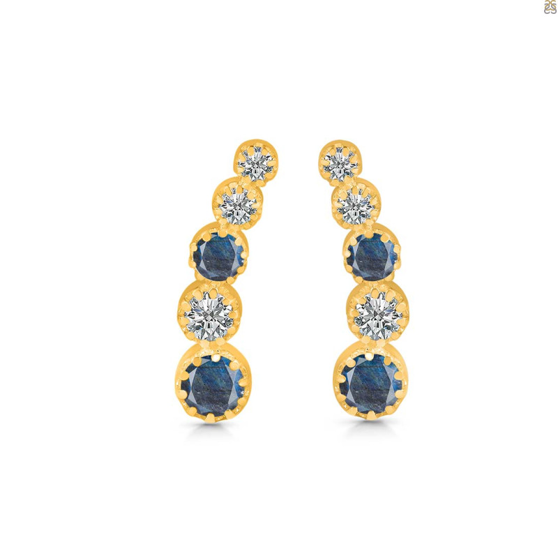 Labradorite & White Topaz Stud Earring LBD-RDE-1472.