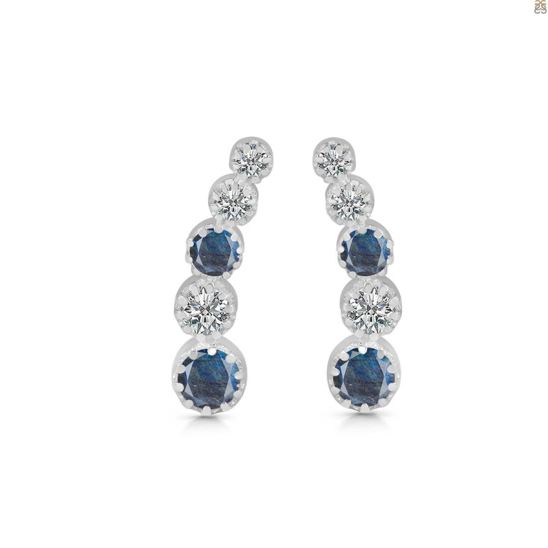 Labradorite & White Topaz Stud Earring LBD-RDE-1472.