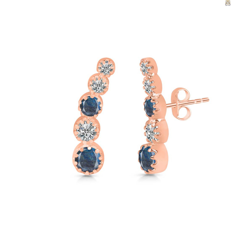 Labradorite & White Topaz Stud Earring LBD-RDE-1472.