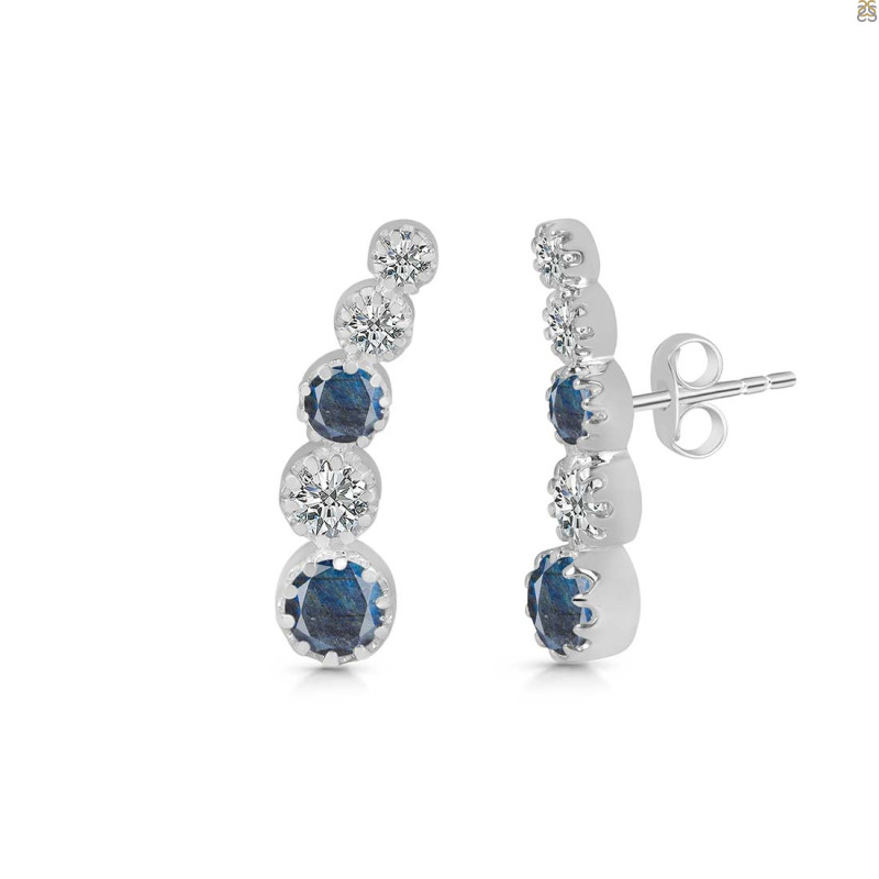 Labradorite & White Topaz Stud Earring