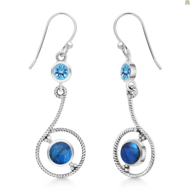 Labradorite & Blue Topaz Earring