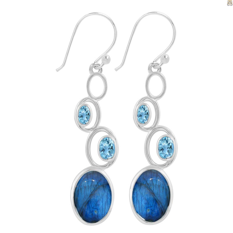 Labradorite & Blue Topaz Earring