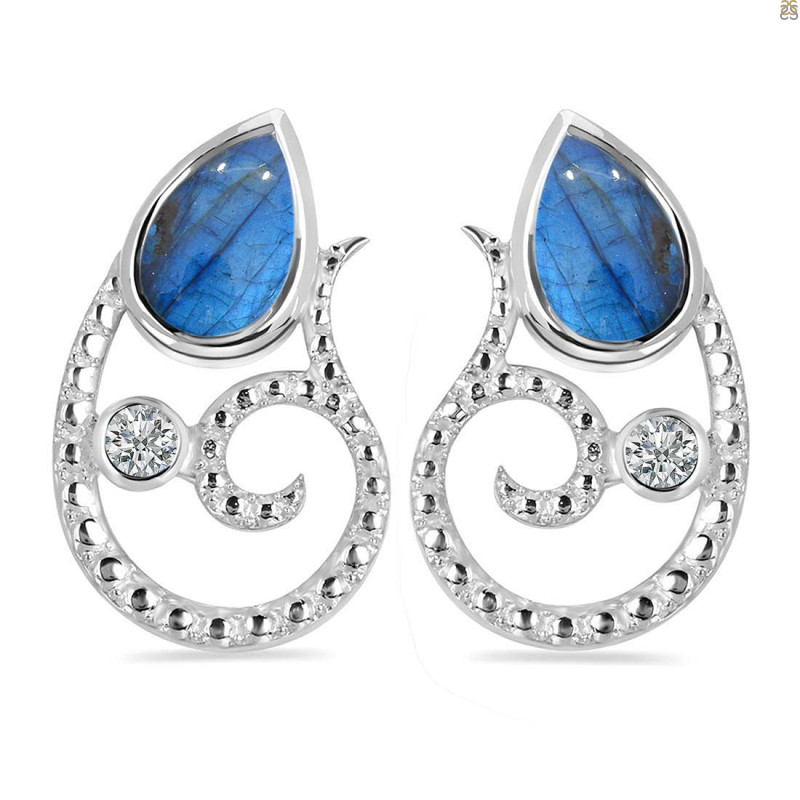 Labradorite & White Topaz Stud Earring LBD-RDE-55.