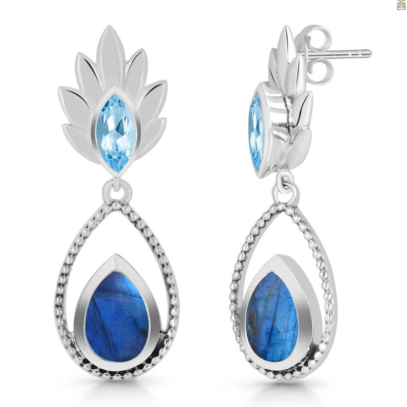 Labradorite & Blue Topaz Earring