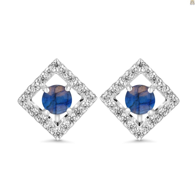 Labradorite & White Topaz Stud Earring LBD-RDE-847.