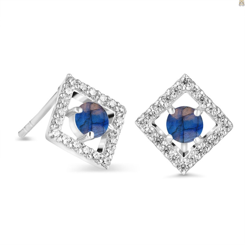 Labradorite & White Topaz Stud Earring