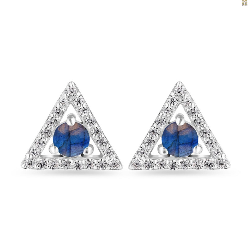 Labradorite & White Topaz Stud Earring LBD-RDE-848.