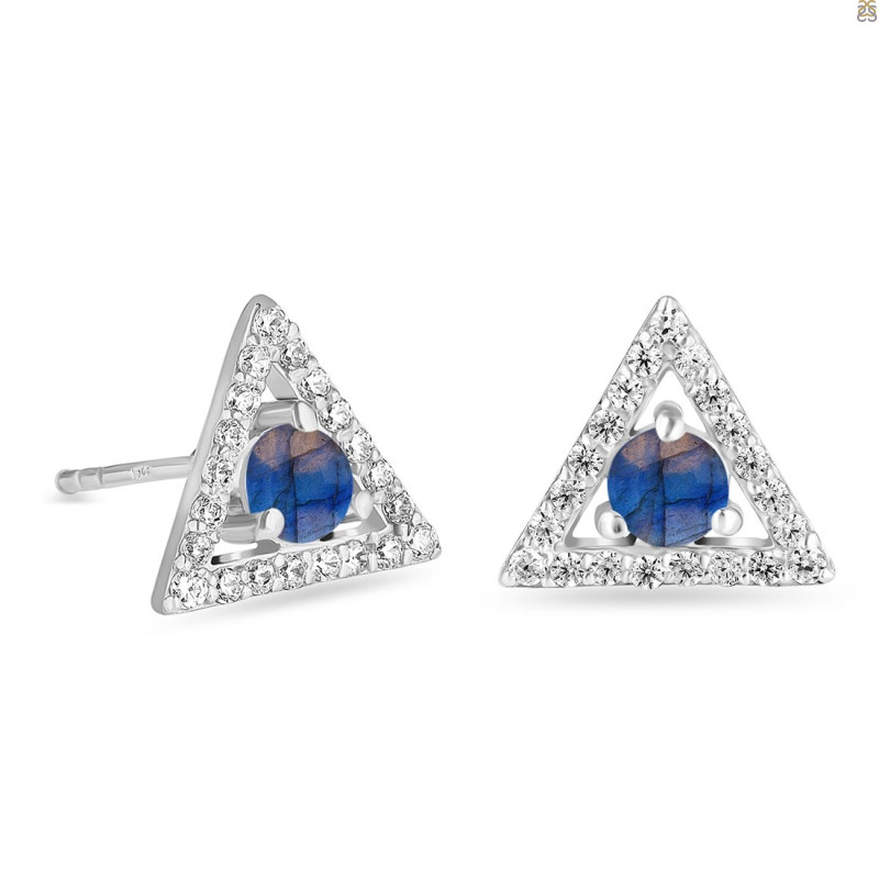 Labradorite & White Topaz Stud Earring