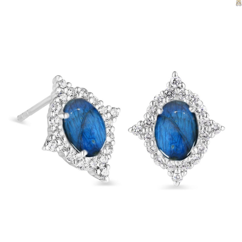Labradorite & White Topaz Stud Earring