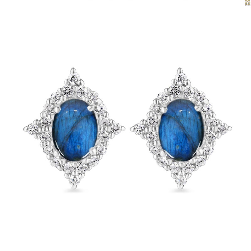 Labradorite & White Topaz Stud Earring LBD-RDE-849.