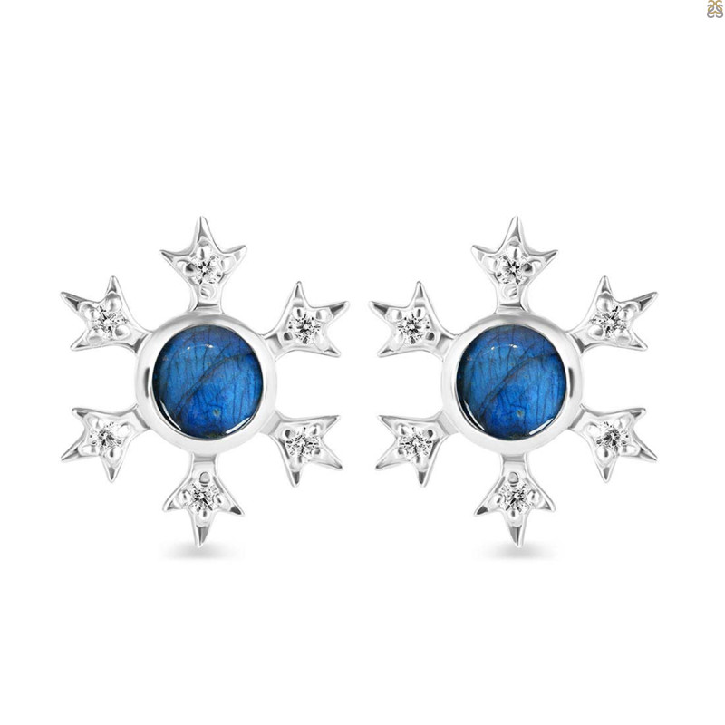 Labradorite & White Topaz Stud Earring LBD-RDE-854.