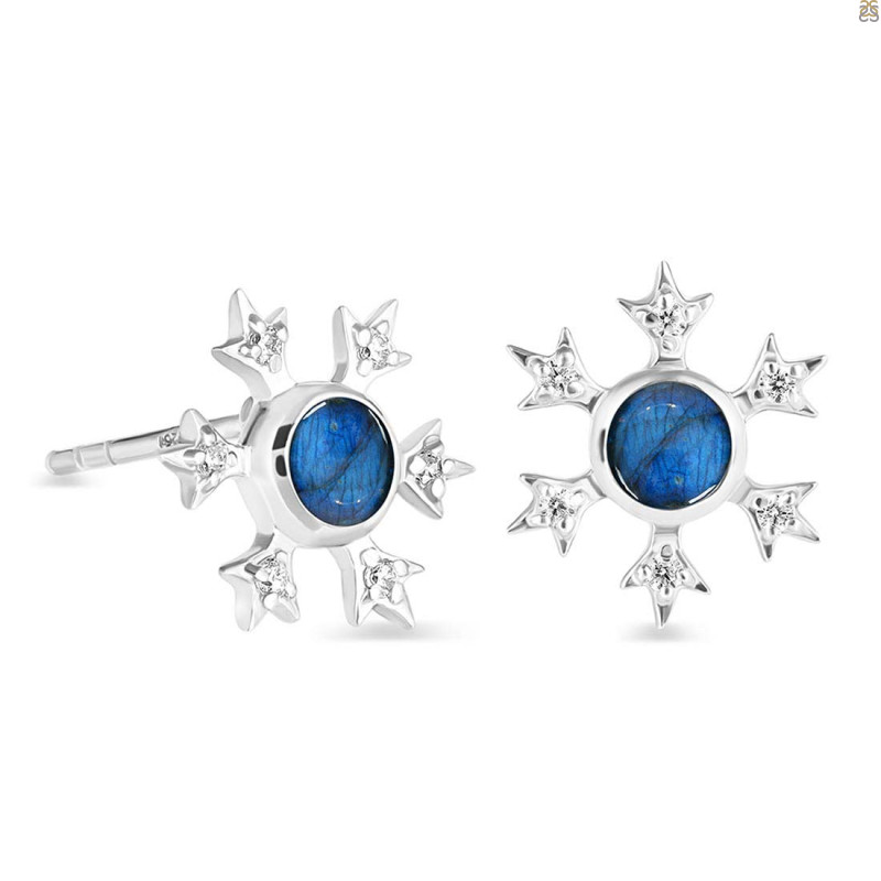 Labradorite & White Topaz Stud Earring