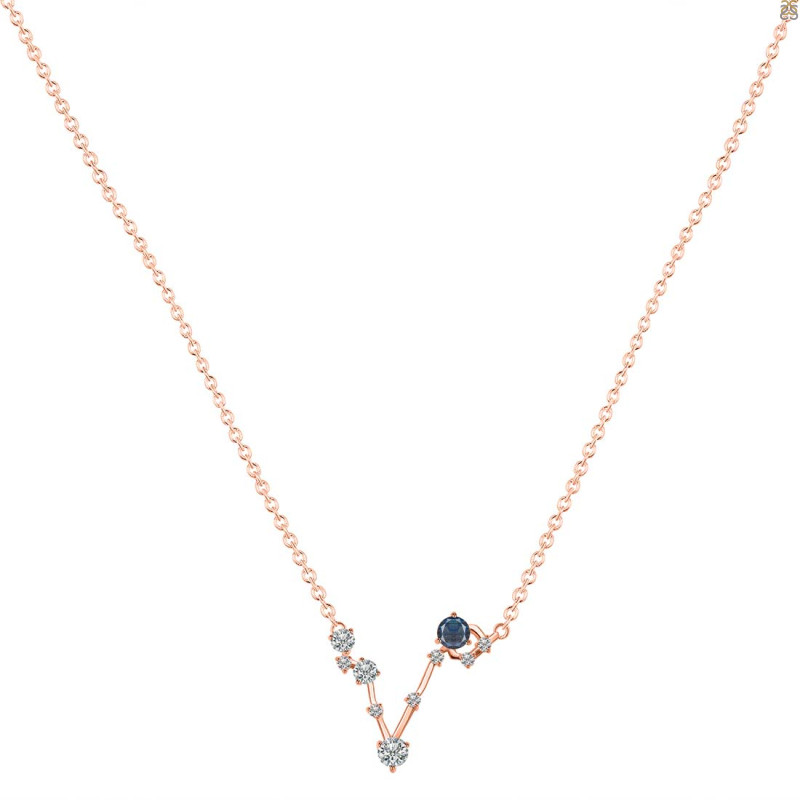 Pisces Zodiac Star Constellation Labradorite & White Topaz Necklace LBD-RDN-387.