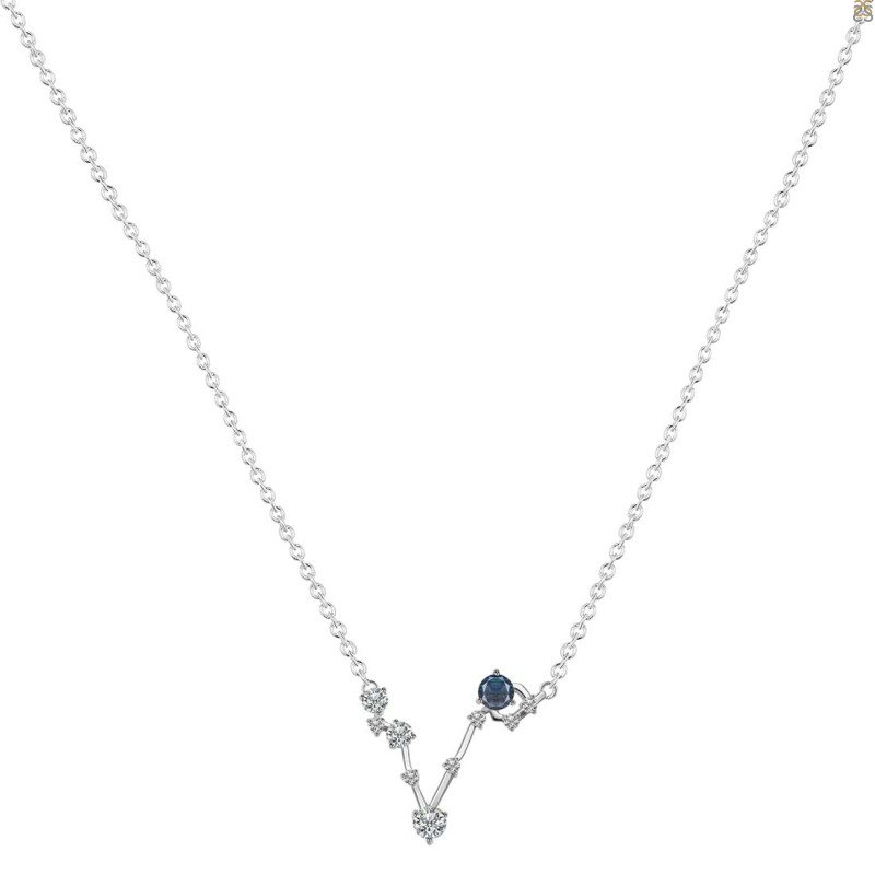 Pisces Zodiac Star Constellation Labradorite & White Topaz Necklace LBD-RDN-387.