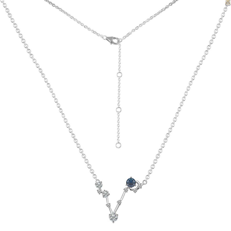 Pisces Zodiac Star Constellation Labradorite & White Topaz Necklace