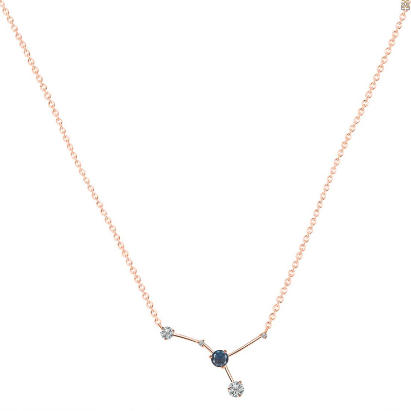 cancer Zodiac Star Constellation Labradorite & White Topaz Necklace LBD-RDN-486.