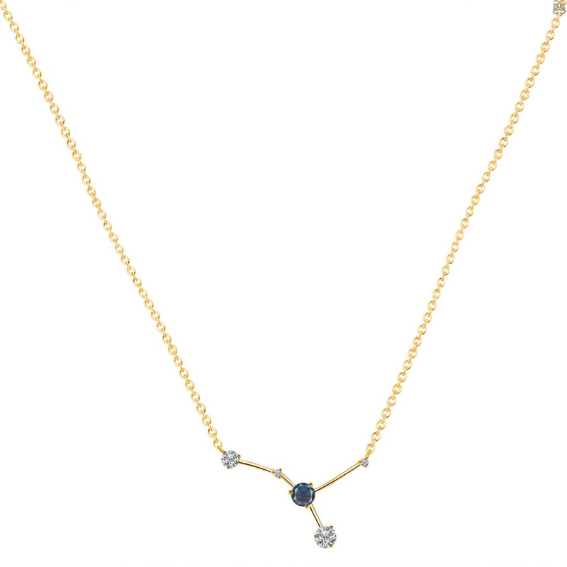 cancer Zodiac Star Constellation Labradorite & White Topaz Necklace LBD-RDN-486.